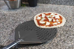 GI.Metal Evoluzione round perforated Pizza Peel 33cm, handle 60cm